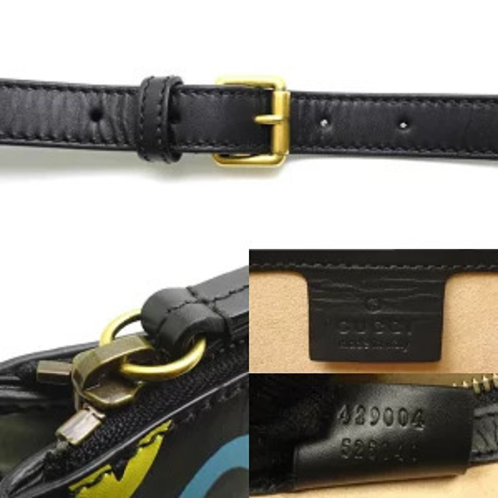 Gucci Ghost Bag Leather Black Yellow Blue Crossbody Clutch - Picture 7 of 9
